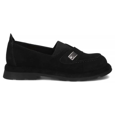 2. Women's leather moccasins with elastic band, black Filippo DP7947