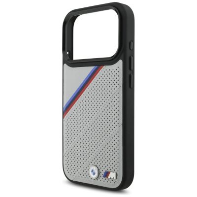 6. BMW M Tricolor Metal Logo MagSafe Case for iPhone 17 Pro - Gray