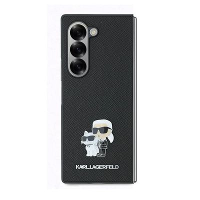 2. Karl Lagerfeld Saffiano Metal Pin Case for Samsung Galaxy Z Fold 6 - Black