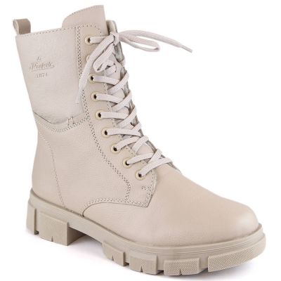 Rieker W RKR613 comfortable insulated leather ankle boots, beige