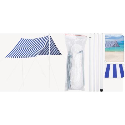 TENT ROOF SUN SAIL WITH POLES 3X1.7M BLUE