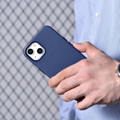 20. iCarer Case Leather cover for iPhone 14 Plus genuine leather case blue (compatible with MagSafe)