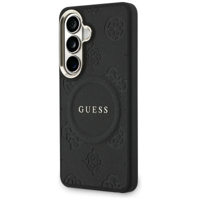 2. Guess Saffiano Peony Embossed Ring MagSafe case for Samsung Galaxy S26+ - black