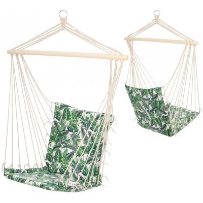 BRAZILIAN HAMMOCK HANGING CHAIR 100x50CM NATURA WITH SEWN-IN JUNGLE LIGHT CUSHION