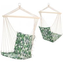 BRAZILIAN HAMMOCK HANGING CHAIR 100x50CM NATURA WITH SEWN-IN JUNGLE LIGHT CUSHION