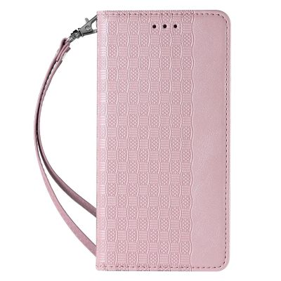 4. Magnet Strap Case Case for Samsung Galaxy S22 + (S22 Plus) Pouch Wallet + Mini Lanyard Pendant Pink