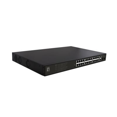 LevelOne GB PoE+ Switch 28-Port 19" 390W 1Gbps