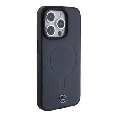4. Mercedes Smooth Leather MagSafe case for iPhone 15 Pro - navy blue