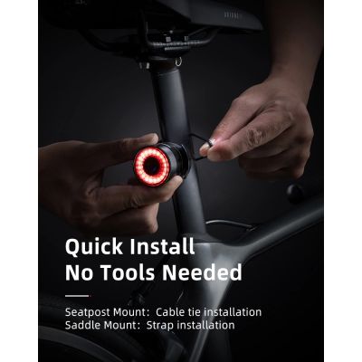 10. Rockbros Q3 Rear Bike Light with Smart Stop System - Black