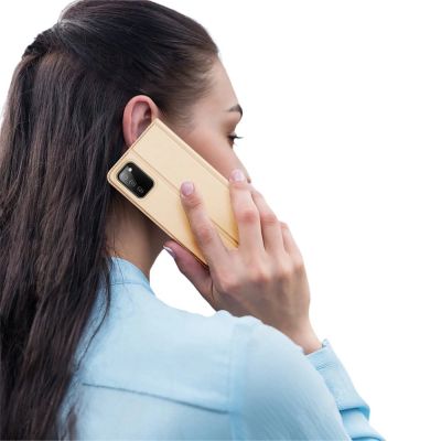 8. Dux Ducis Skin Pro Bookcase type case for Samsung Galaxy A03s golden