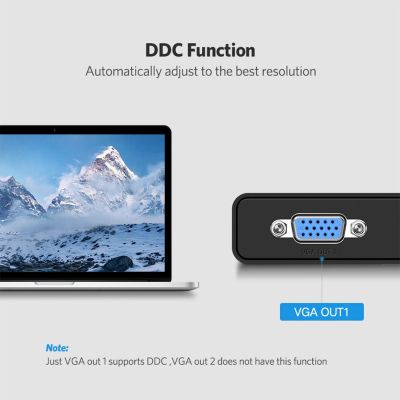 13. Ugreen 40254 1x2 VGA Splitter 1920x1440 60Hz - Black
