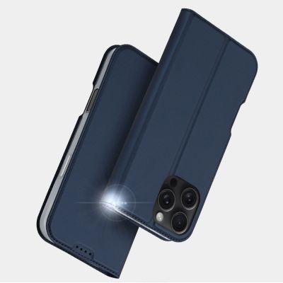 13. Dux Ducis Skin Pro iPhone 16 Pro Max Case with Flip and Card Slot - Blue