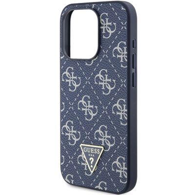 6. Guess 4G Triangle Metal Logo case for iPhone 15 Pro - blue