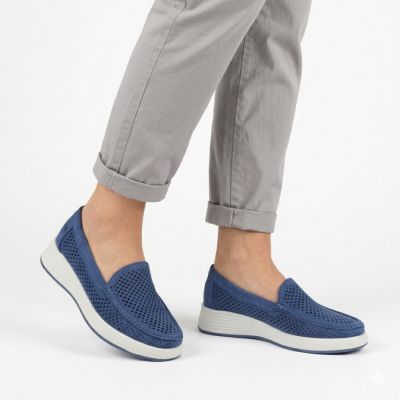 5. Women's openwork platform shoes blue Sergio Leone MK097H