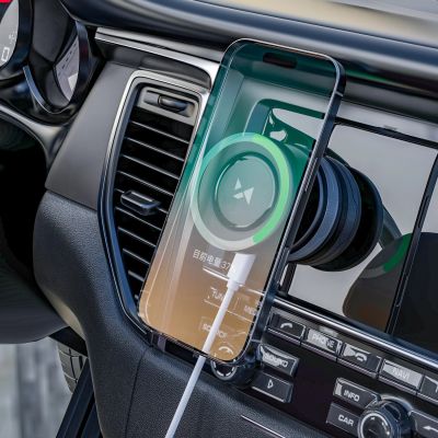 6. Wozinsky WUSQ-01 Car Holder with Qi Charger Compatible with MagSafe - Black