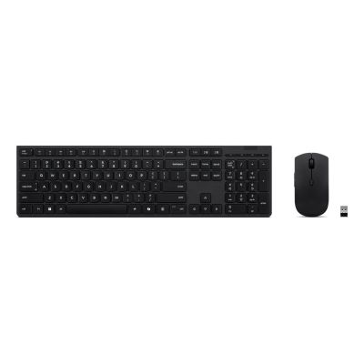 Lenovo Professional Wireless Rechargeable Keyboard and Mouse Combo | Keyboard and Mouse Set | Wireless | Mouse Included | US English | Bluetooth Connectivity | Gray
