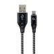 GEMBIRD PREMIUM USB-C 2.0 CABLE (AM/CM) METAL CONNECTORS, NYLON BRAID 2M, BLACK/WHITE