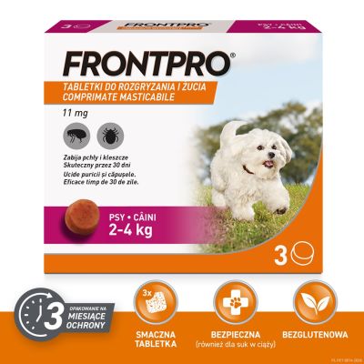 FRONTPRO Flea and tick tablets for dogs (2-4 kg) - 3x 11.3 mg