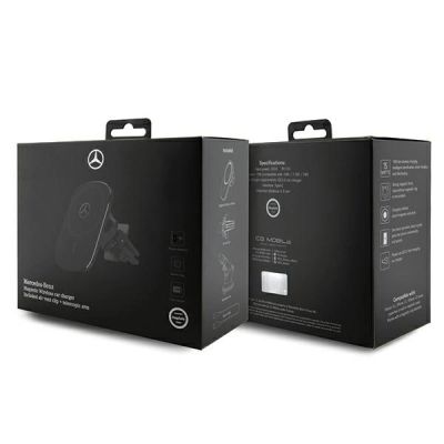 4. Mercedes MEWCCGSLK 15W induction holder for air vent/glass black/black Silver Stars MagSafe