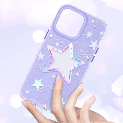 5. Kingxbar Heart Star Series case for iPhone 14 Plus purple star case
