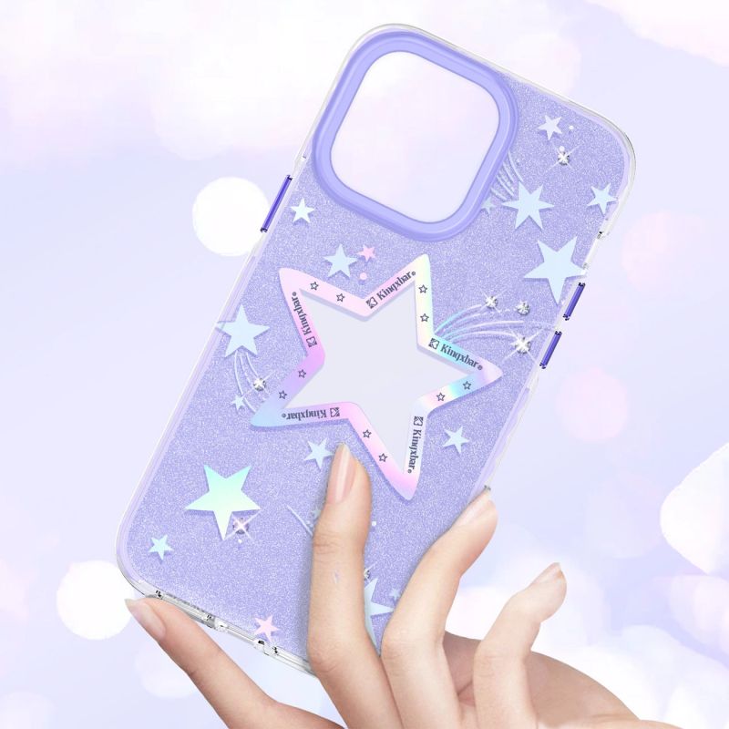 5. Kingxbar Heart Star Series case for iPhone 14 Plus purple star case