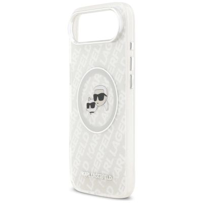 6. Karl Lagerfeld IML Glitter Karl&Choupette Heads Logo MagSafe Case for iPhone Air - Gray