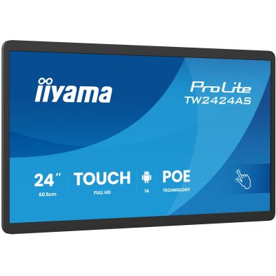 iiyama TW2424AS-B3P signage display Interactive flat panel 60.5 cm (23.8") Wi-Fi 450 cd/m2 Full HD Black Touchscreen Embedded processor Android 24/7