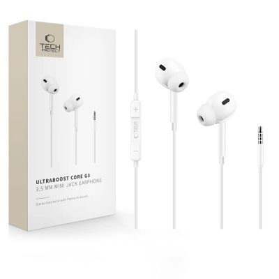Tech-Protect Ultraboost Core G3 Mini Jack Wired Headphones - White