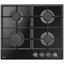 AMICA PGCA6100APB gas hob, black glass, cast iron grids
