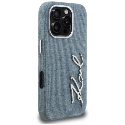 4. Karl Lagerfeld FW Jeans Signature Logo iPhone 16 Pro Case - Blue