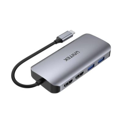 3. UNITEK ACTIVE HUB USB-C 2X HDMI, SD READER, 4K, RJ-45, PD 100W, 5 GBPS