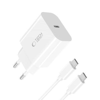 2. Tech-Protect NC20W PD20W USB-C wall charger with USB-C cable - white