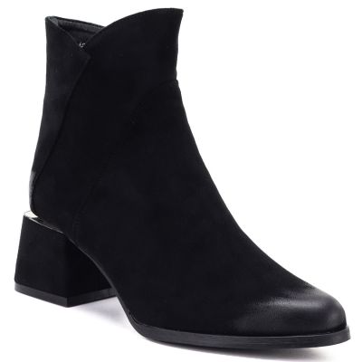 Women's black suede high-heeled ankle boots Potocki SZ12875