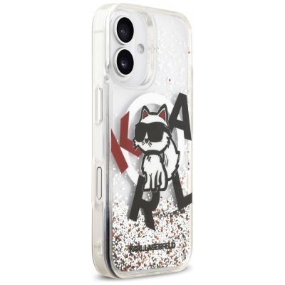 4. Karl Lagerfeld Liquid Glitter Choupette Logo MagSafe Case for iPhone 17 - Clear
