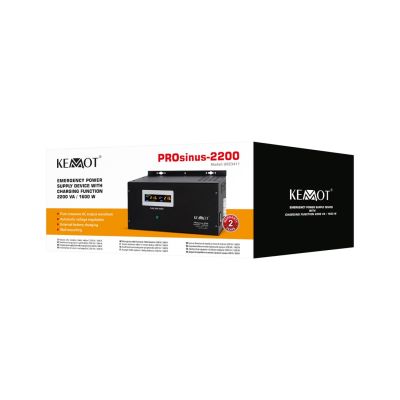 3. KEMOT PROsinus-2200 wall-mounted emergency power supply, pure sine wave inverter with charging function 12V 230V 2200VA/1600W
