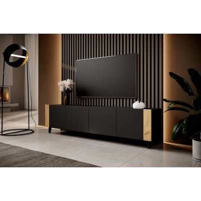 3. FARO TV cabinet 200x42x52 black matt + craft oak