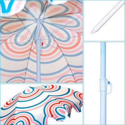 3. BEACH AND GARDEN UMBRELLA 160 CM BLUE AND PINK STRIP