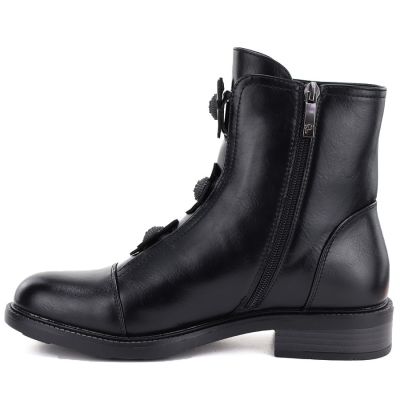 3. Women's ankle boots with decorative flowers, insulated, black, Potocki SZ12852