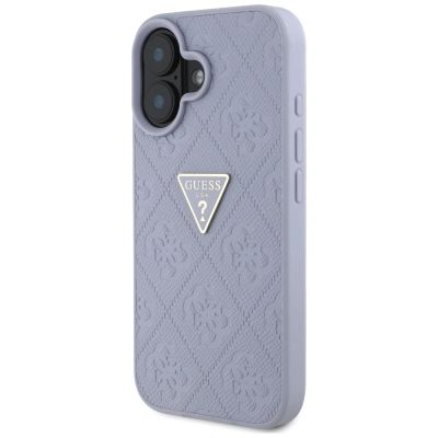 2. Guess Hot Stamp 4G Pattern Triangle Metal Logo iPhone 16 Case - Purple