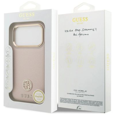 8. Guess Grained Strass Logo MagSafe case for iPhone 17 Pro - pink