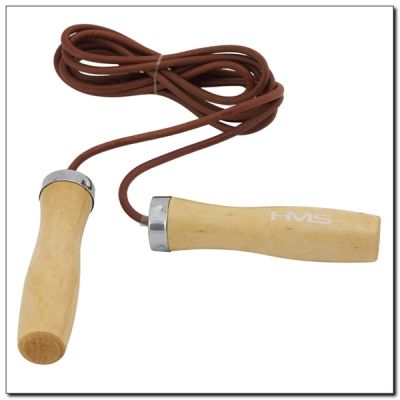 Leather skipping rope with wooden handle HMS SK07 