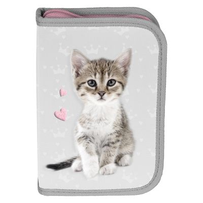 PASO Sweet Kitty gray school pencil case with school accessories - PP23KC-P001