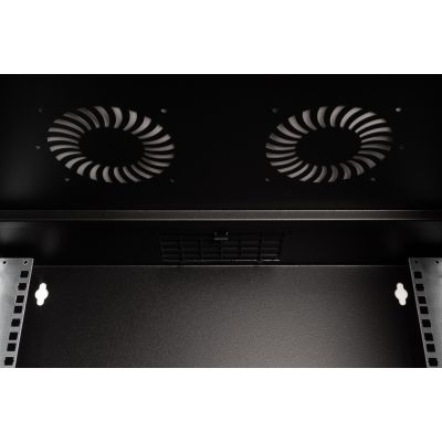 28. 19" 12U wall-mounted network cabinet, SOHO PRO 595 x 540 x 400 mm, glass door, black, unassembled, 60 kg