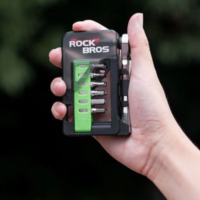 9. Rockbros Bike Tool Set with Mini Ratchet and Bits - Translucent Green