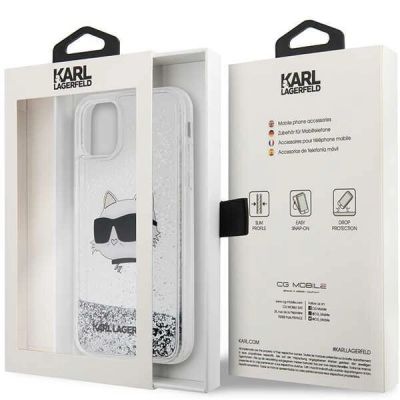 8. Karl Lagerfeld KLHCN61LNCHCS iPhone 11/ XR silver/silver hardcase Glitter Choupette Head
