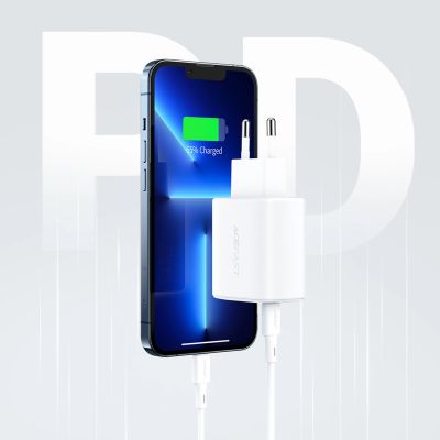 9. Acefast wall charger USB Type C / USB 20W, PPS, PD, QC 3.0, AFC, FCP white (A25 white)