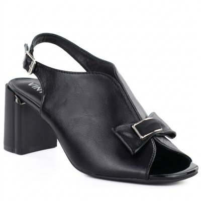 Women's black Jezzi RMR25112-3 block heel sandals with bow