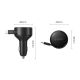 2. Orico FC-60-2C 60W Car Charger with Retractable USB-C Cable 65cm - Black
