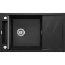 Single-bowl magnetic granite sink with drainer, DEANTE graphite metallic MAGNETIC