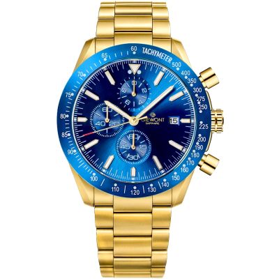 Men's Watch Giewont Chronograph Sapphire Gold Blue GW8720-B6